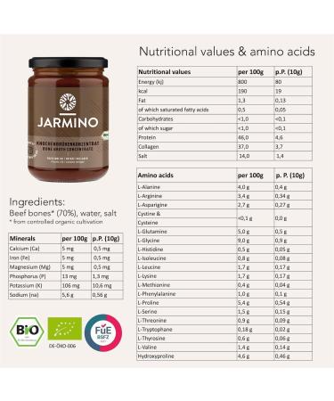 Organic Beef Bone Broth Concentrate (440g) - Grass-fed & Dairy Free | JARMINO - Buy Online on SooperMarket.com