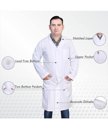 DR Instruments Unisex Lab Coat | 60% Cotton 40% Polyester | Sanforized | White | L - Buy Online on SooperMarket.com
