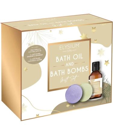 Bath Oil & Bath Bomb Gift Set Vanilla Coconut Chamomile Jasmin Scent Elysium Spa - Buy Online on SooperMarket.com