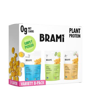 Simply Pickled Lupini Beans Snack by BRAMI | 9g Plant Protein, 0g Net Carbs | Vegan, Vegetarian, Keto, Mediterranean Diet, Non Perishable | 2.3 oz (Variety)