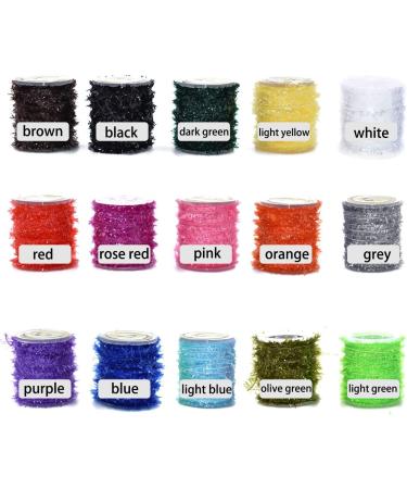 15 Spools Multi Color Tinsel Chenille & Crystal Flash Line - 150M Total for Fly Fishing Tying - Nymphal Bugs & Scud Material - Buy Online on SooperMarket.com
