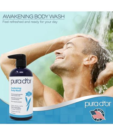 PURA D'OR Awakening Body Wash - 16oz/473ml, Aloe Vera, Chamomile, Lavender, Tea Tree, pH Balanced for Soft & Fresh Skin - All Skin Types, Men-Women - Buy Online on SooperMarket.com
