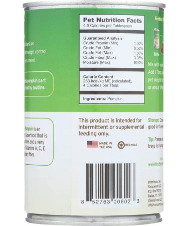 Fruitables Pumpkin Pet Food - 15 Oz | Healthy Dog Treats & Nutrition - Buy Online on SooperMarket.com