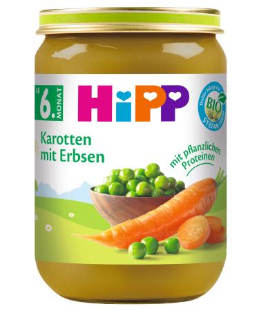 HiPP Organic Vegetable Carrots with Peas Pack of 6 (6 x 190 g)