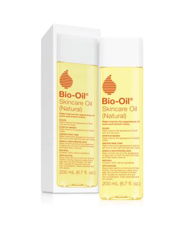 Bio-Oil Skincare Body Oil (Natural) Serum for Scars and Stretchmarks, Face and Body Moisturizer Hydrates Skin, with Organic Jojoba Oil and Vitamin E, For All Skin Types, 6.7 oz
