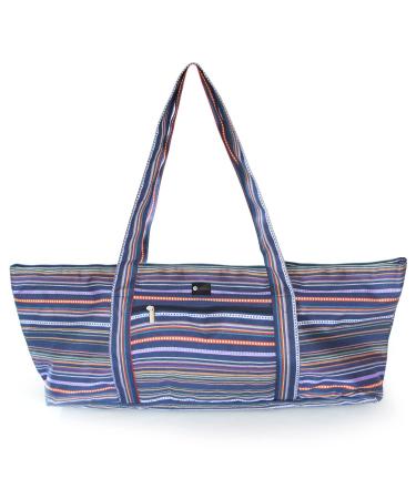 AURORAE Yoga Mat Tote Bag, Extra Wide to Fit Most Yoga Mats and Accessories, in One Size Navy Multi