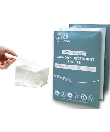 IVY IMPACT Laundry Detergent Sheets Strips | Ultra-Concentrated | Eco-Friendly | Sensitive Skin | Suitable for Machine and Hand Washing | Up to 60 Loads | Scent: Fragrance Free Unscented - Buy Online on SooperMarket.com