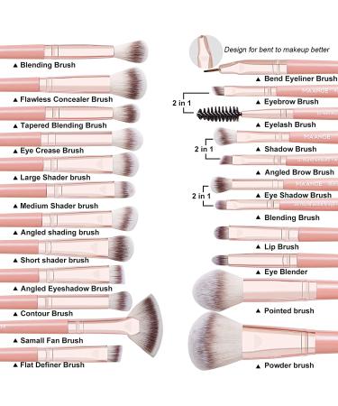 MAANGE 20Pcs Premium Synthetic Makeup Brush Set with Gift Box in Pink - Ideal for Foundation, Face Powder, Blush, and Concealers - Buy Online on SooperMarket.com