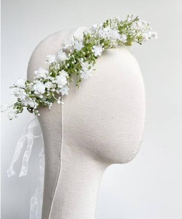 June Bloomy Bridal Flower Crown - Rose Floral Headband for Women - Maternity Photo Prop/Baby Shower - White Leaf Hair Wreath - Buy Online on SooperMarket.com