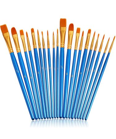 JOINREY Paint Brushes Set 20 Pcs Round Pointed Tip Paintbrushes Nylon Hair Artist Acrylic Paint Brushes for Acrylic Oil Watercolor  Face Nail Art  Miniature Detailing and Rock Painting (Blue)