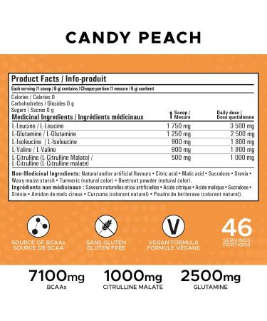 Revolution Nutrition BCAA Splash BCAA Powder Vegan Formula Zero Calorie Lactose Free Muscle Recovery Post Workout 7100 Mg of Branched Chained Amino Acid 1000 mg Citrulline Malate 280 G 46 Servings (Candy Peach 0.62 Pound) Candy Peach 0.62 Pound - Buy Online on SooperMarket.com