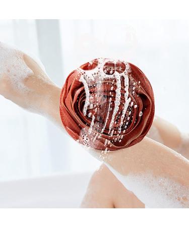 Shower Sponges for Body | Rose Multipurpose Bath Balls | Women & Men Skin Friendly Body Scrubber Soft Shower Balls with Lanyard for Home Red - Buy Online on SooperMarket.com