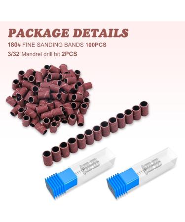 Subay 100Pcs 180 Grit Fine Sanding Bands for Nail Drill - Electric Nail Files for Acrylic Nails, Gel Manicures, and Pedicure - Silver - Buy Online on SooperMarket.com