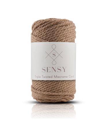 Sensy Premium Macrame Cord 3mm 100% Cotton  245 Feet  3 Strand Twisted  Macrame Rope  Macrame String Cotton Yarn  Macrame Yarn (Latte) 1 Skein (3 Strand) Latte