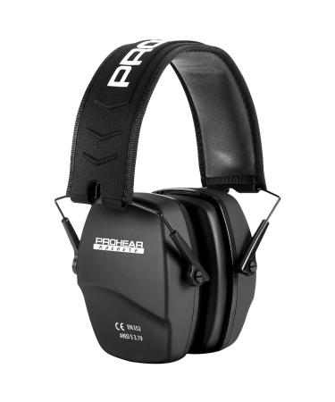 PROHEAR 016 Ear Protection Safety Earmuffs for Shooting, NRR 26dB Noise Reduction Slim Passive Hearing Protector with Low-Profile Earcups, Compact Foldable Ear Defenders for Gun Range, Hunting (Black)