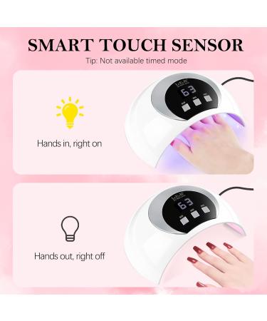 54W UV LED Nail Lamp for Gel Nail Curing | 3 Timers, LCD Display, Smart Sensor | USB Plug | Fingernail & Toenail Dryer (White) - Buy Online on SooperMarket.com