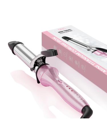 DAN Technology Curling Iron 1 inch Hair Curling Iron Titanium Curling Iron Dual Voltage Flat Iron Travel Curling Iron Pink