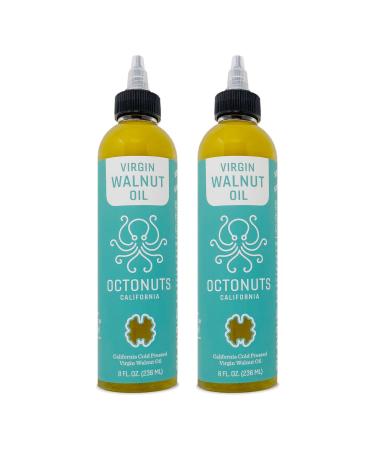 Octonuts Cold Pressed Almond & Walnut Oil, 8 ounce, Made with California Almonds and Walnuts, Plant-based, Keto, Paleo Friendly, Vegan, Gluten Free (Walnut, 2-Pack) Walnut 8 Fl Oz (Pack of 2)