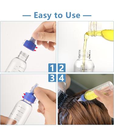 ASTER 4Pcs Oil Applicator Bottle for Hair Squeeze 4 OZ Empty Plastic Bottles Applicator with Twist Top Cap Clear Plastic Refillable Bottle PET Open/Close Nozzle - Multi Purpose(White Blue) - Buy Online on SooperMarket.com