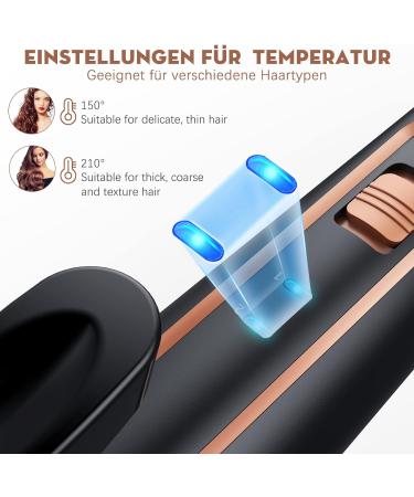 Bestope 5-in-1 Wave Iron Set - Ceramic Curling Rods with Adjustable Temperature Fast Warming Gloves & Clips - Perfect for Large Curls - Elegant Rose Gold - Buy Online on SooperMarket.com
