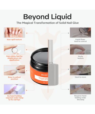 Modelones Solid Nail Glue Gel - Long-Lasting Strong Adhesion for Press On & Acrylic Nails | 30g DIY Nail Art UV Light Cured - Buy Online on SooperMarket.com