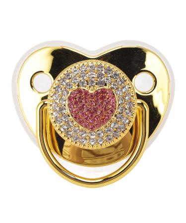 Heart-Shaped Baby Pacifier Nipple with Rhinestones - Safe & Flexible Gold Design for International Shipping - Buy Online on SooperMarket.com