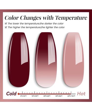 YTD Likomey Gel Polish Set 15ml Color Changing Nude Pink Burgundy Red and Glitter Nails Gel Kit Fall Winter Thermal Ombre Change Colors Translucent Salon Manicure UV Nail Vernis 2 Pcs 0.5 Oz 2-nude Pink Burgundy Red 15 ml (Pack of 2) - Buy Online on SooperMarket.com