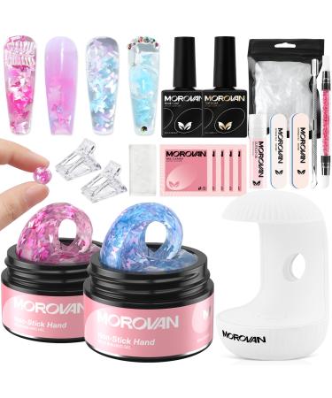 Morovan Solid Builder Gel Nail Kit-Solid Gel Builder Non Stick Hard Gel for Nails Solid Building Gel Solid Extension Gel Hard Gel Builder for Nails