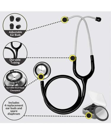 Ever Ready First Aid Pro Classic Dual Head Stethoscope for Paramedics & Nurses - Black 4 Ear Tips & Replacement Diaphragm - Buy Online on SooperMarket.com