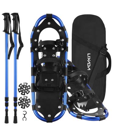 Lixada Lightweight Snowshoes for Men Women Youth, Aluminum Alloy Terrain Snow Shoes 19/23/27/30 Inches Adjustable Ratchet Bindings Snow Shoes with Trekking Poles and Carrying Bag blue 23inch
