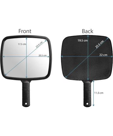 TRIXES Handheld Salon Hairdresser Mirror - Wide Angle 20x17.5cm - Black - Buy Online on SooperMarket.com