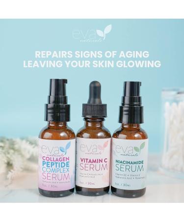 Natural Firm & Glow Skincare Set - Vitamin C, Peptide Complex, Niacinamide Serums | Eva Naturals - Buy Online on SooperMarket.com