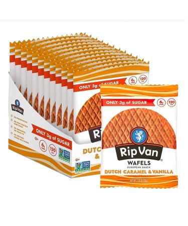 Rip Van WAFELS Dutch Caramel & Vanilla Stroopwafels - Healthy Snacks - Non GMO Snack - Keto Friendly - Office Snacks - Low Sugar (3g) - Low Calorie Snack - 12 Count (Packaging May Vary)