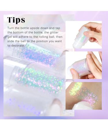 NewBang Roll-on Holographic Body Glitter Gel - Chameleon Color Changing Glitter for Face, Hair & Body - Chunky Mermaid Sequins - Sparkling Pink - Perfect for Festivals & Parties - Buy Online on SooperMarket.com