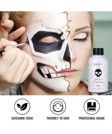 BOBISUKA White Face Body Paint - Washable Non-Toxic Makeup for Halloween Clown Skeleton Cosplay - Fast Drying Large 130ml Capacity - Buy Online on SooperMarket.com