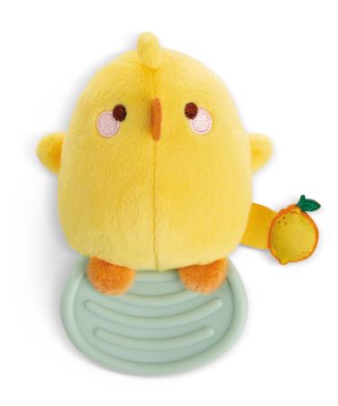 NICI 49478 Teething Ring Piu 10cm yellow-cuddly toy for babies and toddlers to grasp cuddle discover and fall asleep