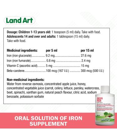 Liquid Iron with Vitamin C Supplement 500ml Added Vitamin C - Maximum Absorption - Vegetarian - Non-GMO Gluten Free No Sugar Added - Made in Canada - Buy Online on SooperMarket.com