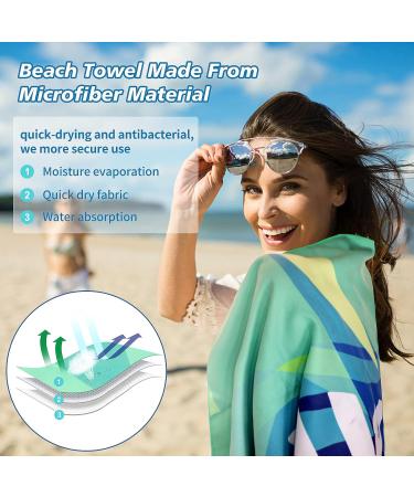 SUNBKIM Microfiber Beach Towel 63x31.5 - Super Absorbent & Fast Drying Travel Towel for Camping, Hiking, Yoga - Ultra-Compact (Green) - Buy Online on SooperMarket.com