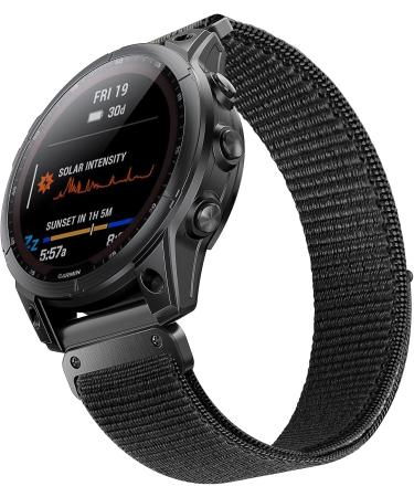 CUZOW Nylon Velcro Bands Compatible with Fenix 7/Fenix 6/6 Pro/Fenix 5/5 Plus/Epix 2  22mm Quick Easy Fit Nylon Watch Band Breathable Replacement for Forerunner 935/945/Approach s60/S62/Quatix 5/6 Black - Buy Online on SooperMarket.com