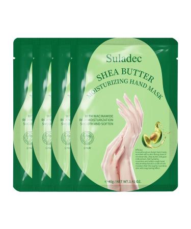 Suladec avocado hands moisturizing gloves hand skin mask soft smooth touch hand men women (goat milk) (4 pairs of hand masks)