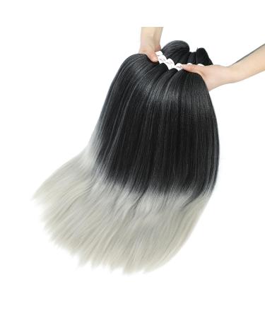 Xusuperb Ombre Silver Gray Pre-Stretched Braiding Hair - 20 Inch Soft Yaki Texture Extensions (6 Packs) | T1B/Gray# Kanekalon Hair for Stylish Braids - Buy Online on SooperMarket.com
