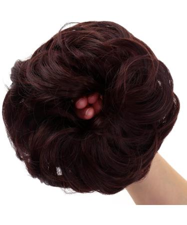 JJstar 2PCS Messy Bun Curly Fake Hair Donut Tousled Updo Synthetic Fiber Scrunchies (Black Cherry) - Buy Online on SooperMarket.com