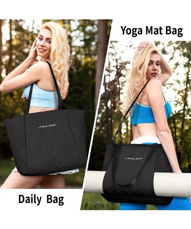 EnjoyActive Yoga Mat Bag | Waterproof Lightweight Multi Pocket Yoga Bag with Thick Mat Carrier | Women's 2-Way Carry Tote - Black - Buy Online on SooperMarket.com