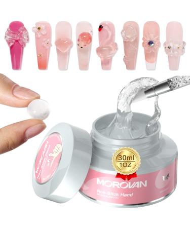 Morovan Solid Builder Nail Gel - 1OZ Solid Nail Gel Non Stick Nail Extension Gel Clear Hard Gel for Nail Long Lasting Modeling Gel Builder Sculpture Nail Glue Gel for Carving Nail Art Salon Home Use