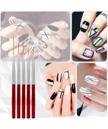 5 Pack Nail Art Eyeliner Brush Set for Precision Lines and Detailing - Buy Online on SooperMarket.com
