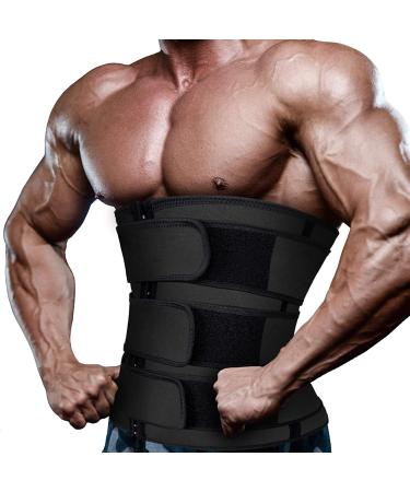Men's Neoprene Waist Trainer Sauna Sweat Trimmer Cincher with Belts - Black, Large - Buy Online on SooperMarket.com
