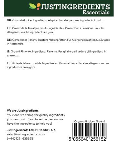 JustIngredients Essentials Organic Allspice Ground 500 g - Buy Online on SooperMarket.com