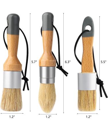 Mister Rui 3pcs Chalk Wax Paint Brush Set for Furniture - Natural Bristles, Ideal for Chalk, Acrylic, and Milk Paint - Stencil Brushes, No Shedding - Buy Online on SooperMarket.com