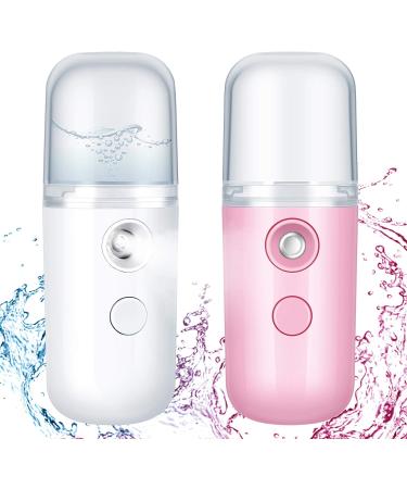 Honoson 2 Pieces Nano Facial Mister - Pink and White