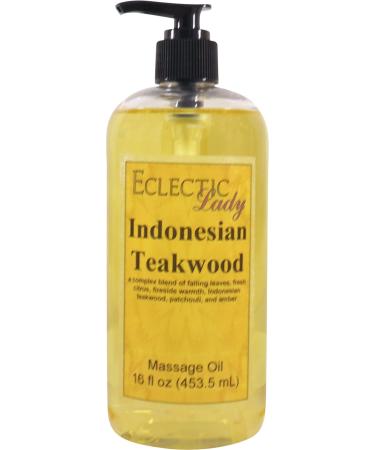 Indonesian Teakwood Massage Oil 16 oz With Sweet Almond Oil and Jojoba Oil Preservative Free Perfect for Aromatherapy and Relaxation 16 Ounce